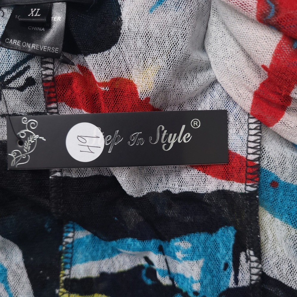 Step In Style Lightweight Cardigan XL Abstract Artsy Grunge Sheer Maximalist - Picture 8 of 16